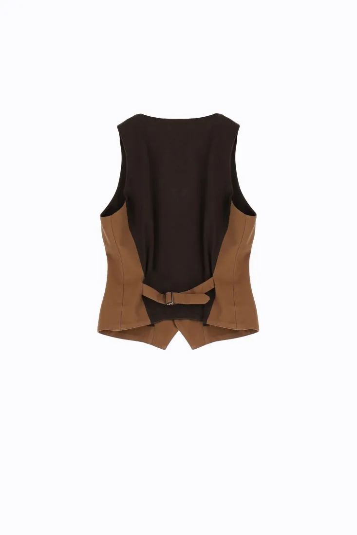 Gilet monocolour con abbottonatura e tasche
