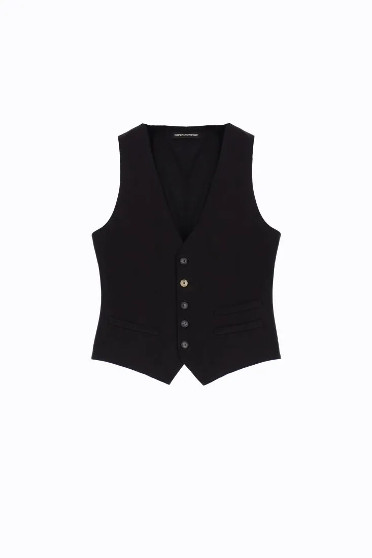 Gilet monocolour con abbottonatura e tasche