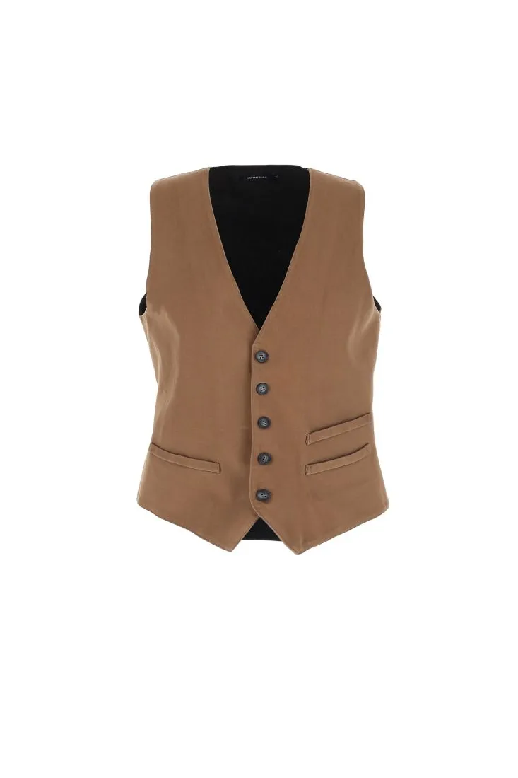 Gilet monocolour con abbottonatura e tasche
