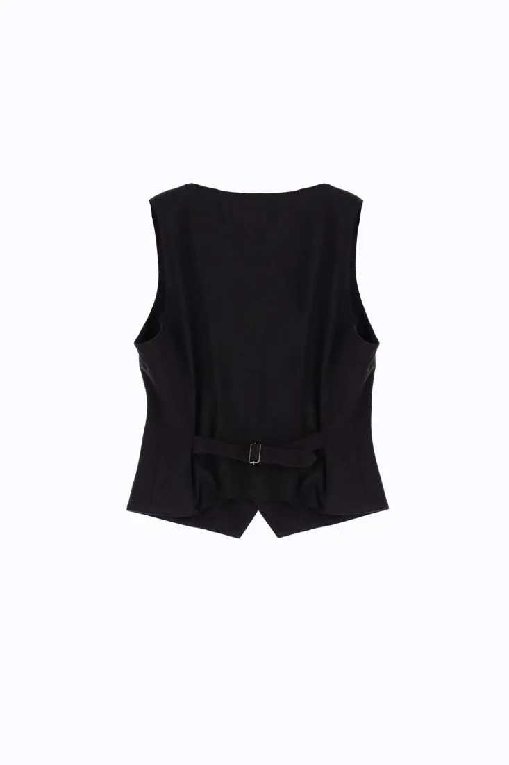 Gilet monocolour con abbottonatura e tasche