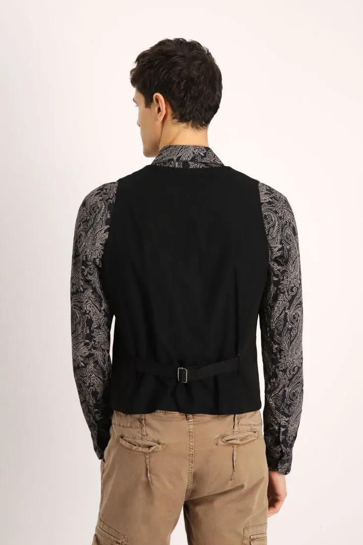 Gilet monocolour con abbottonatura e tasche