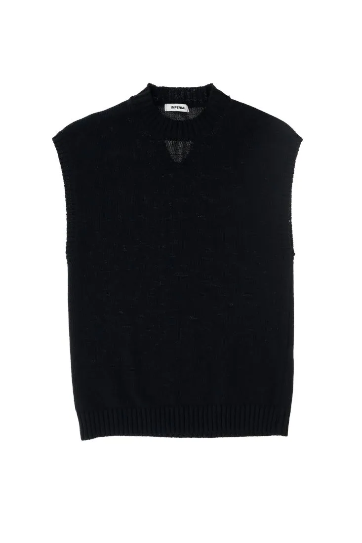 Gilet monocolour con collo alto e cut-out