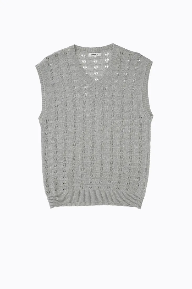 Gilet monocolour con lavorazione traforata