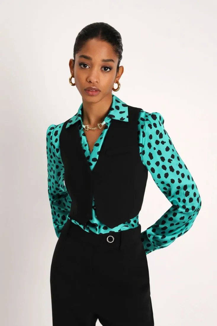 Gilet monocolour con taschino a filetto