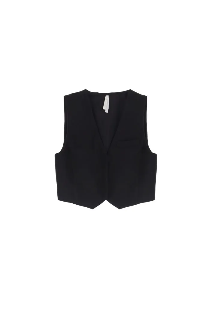 Gilet monocolour con taschino a filetto