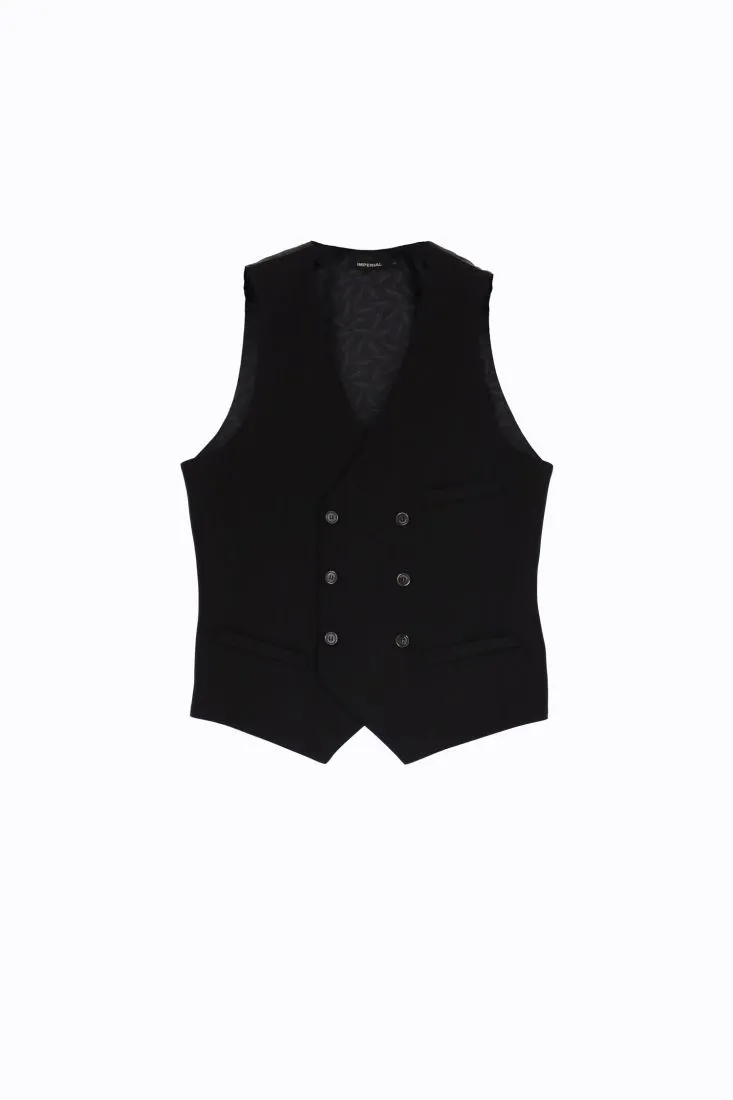 Gilet monocolour doppiopetto con tasche a filetto
