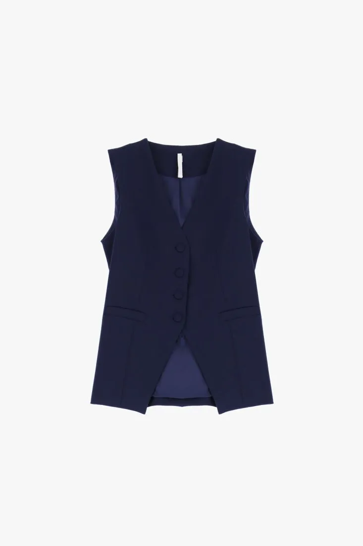 Gilet monopetto con bottoni e taschini a filetto