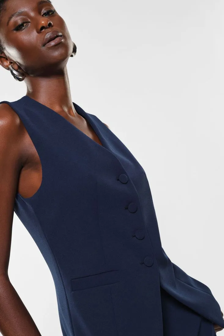 Gilet monopetto con bottoni e taschini a filetto