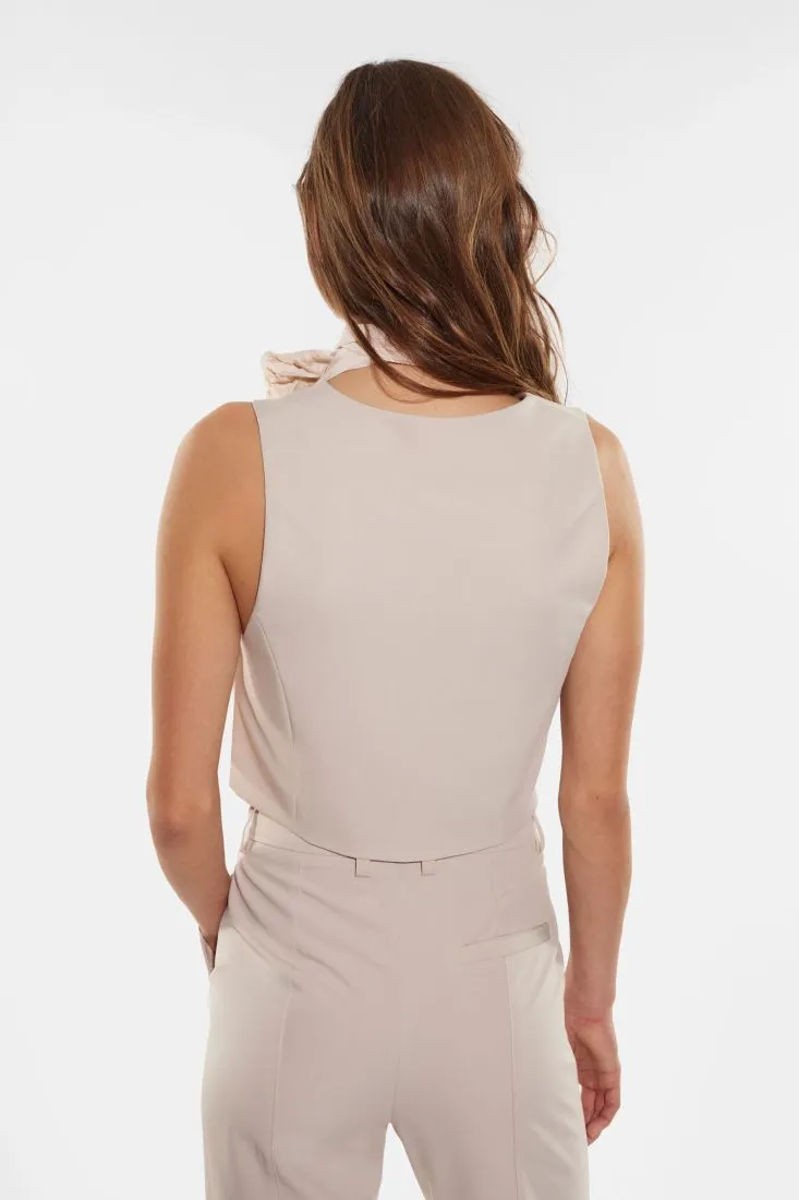 Gilet monopetto con taschini a filetto