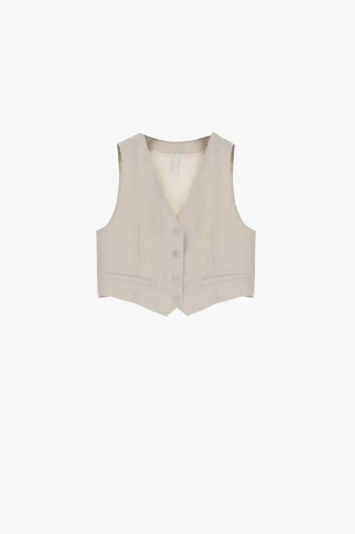 Gilet monopetto con taschini a filetto