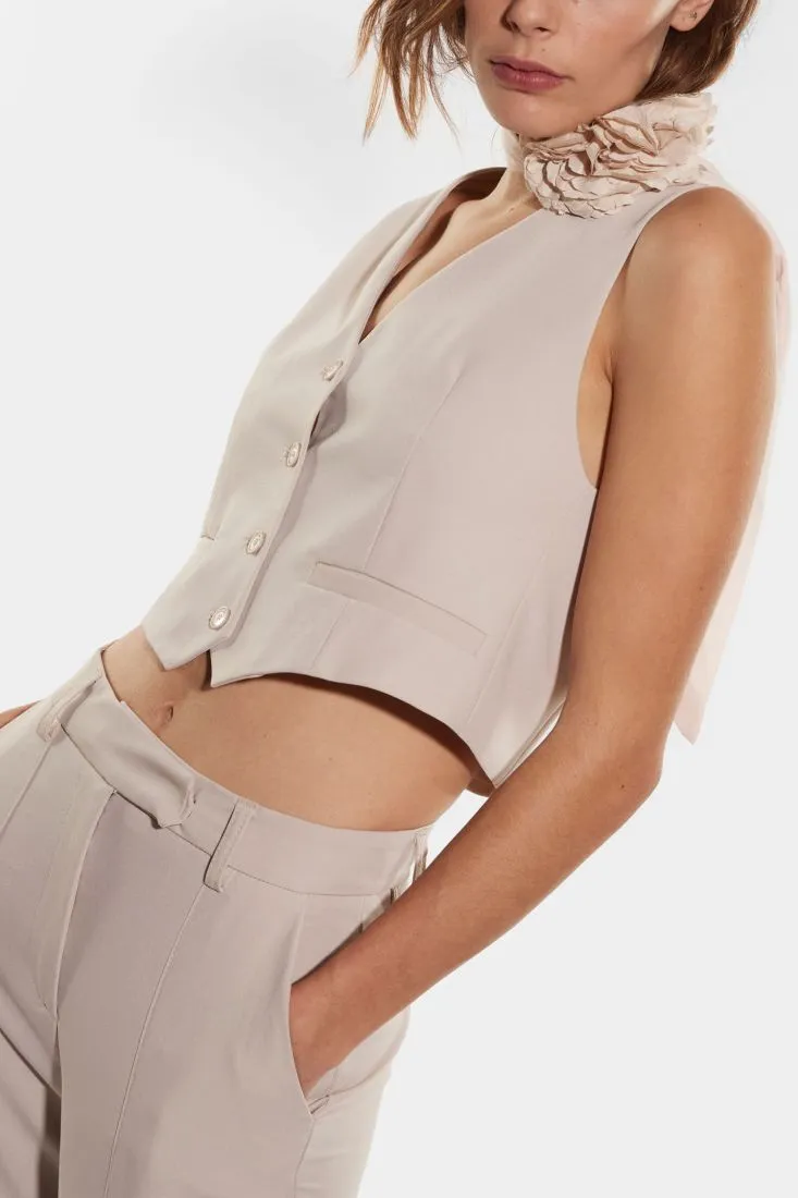 Gilet monopetto con taschini a filetto