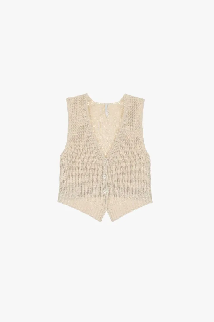 Gilet monopetto intrecciato sottile con bottoni