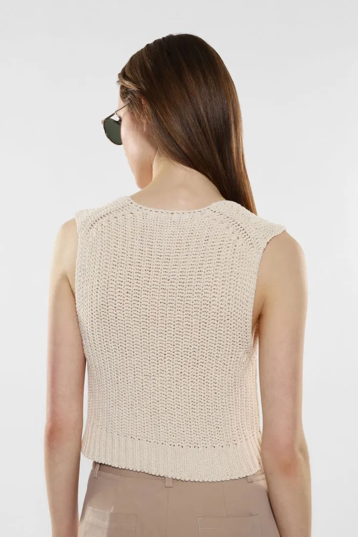 Gilet monopetto intrecciato sottile con bottoni