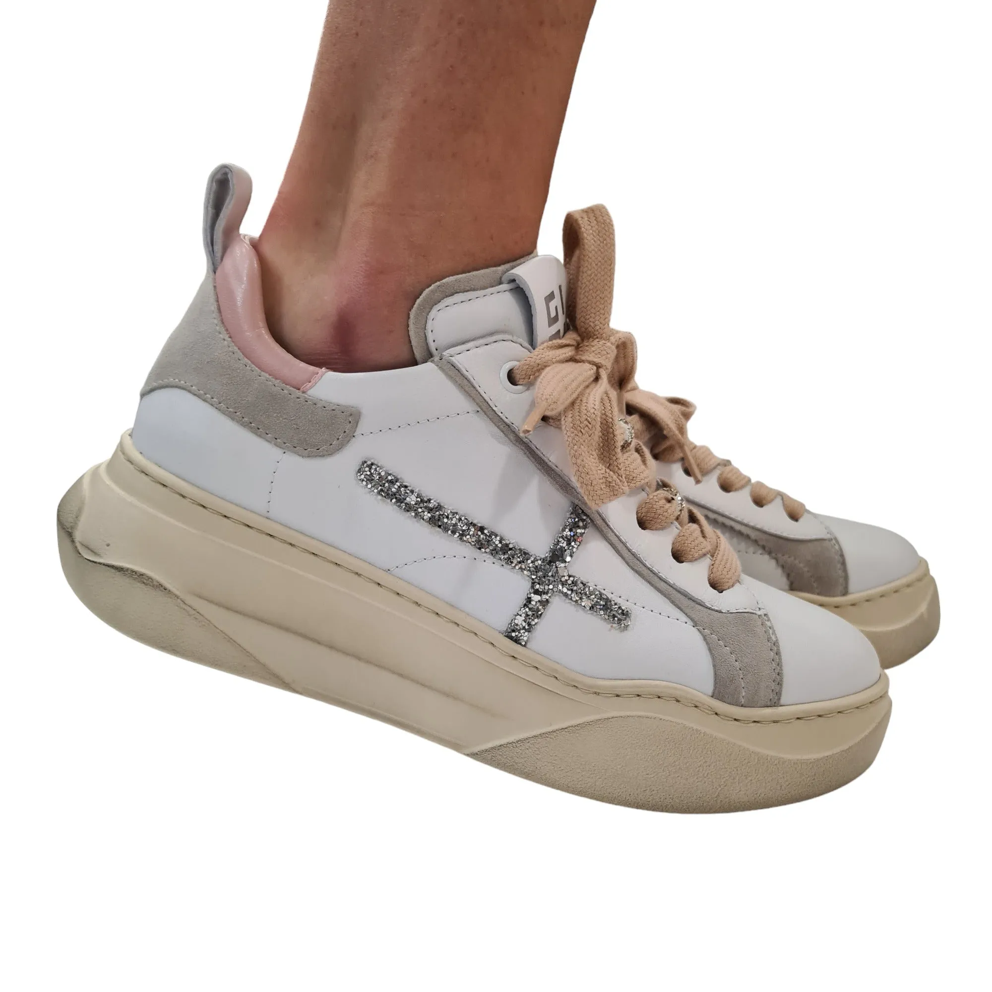 Gio+ Sneakers Bianca-Rosa Donna Rif.16