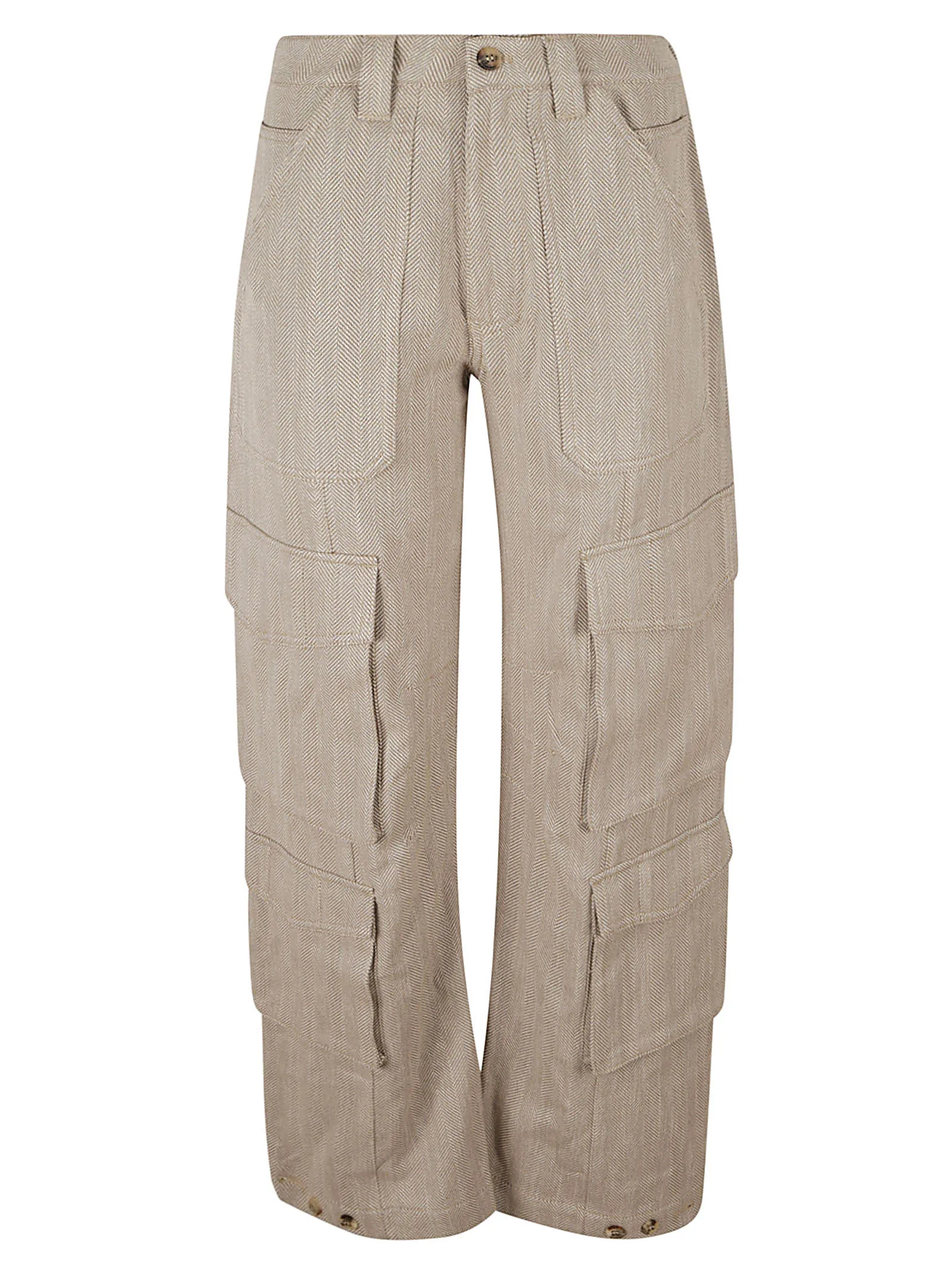 GOLDEN GOOSEJOURNEY W'S CARGO PANT LEESA HERRINGBONE COTTON FABRIC DARK OLIVE/VINTAGE WHITE