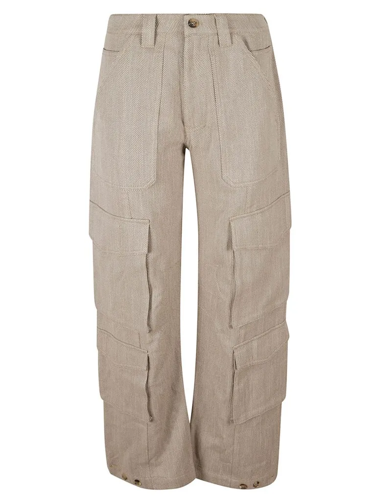 GOLDEN GOOSEJOURNEY W'S CARGO PANT LEESA HERRINGBONE COTTON FABRIC DARK OLIVE/VINTAGE WHITE