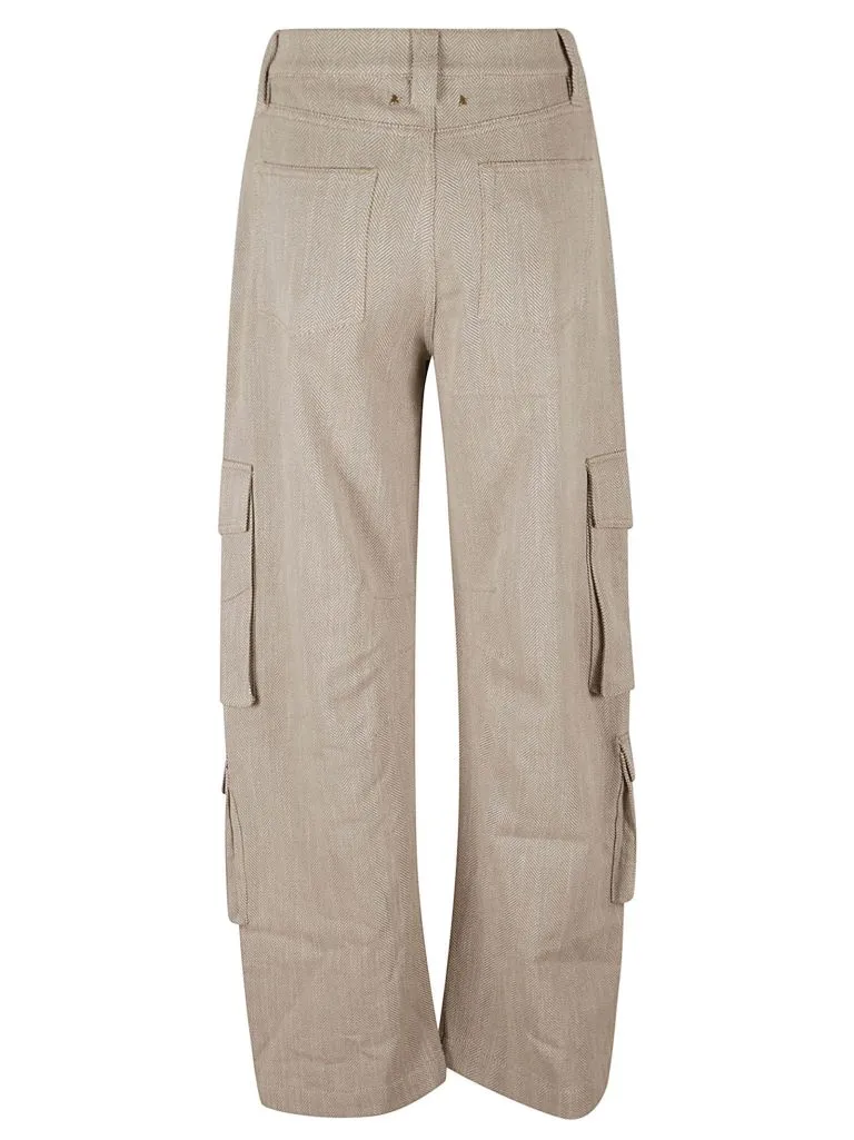 GOLDEN GOOSEJOURNEY W'S CARGO PANT LEESA HERRINGBONE COTTON FABRIC DARK OLIVE/VINTAGE WHITE