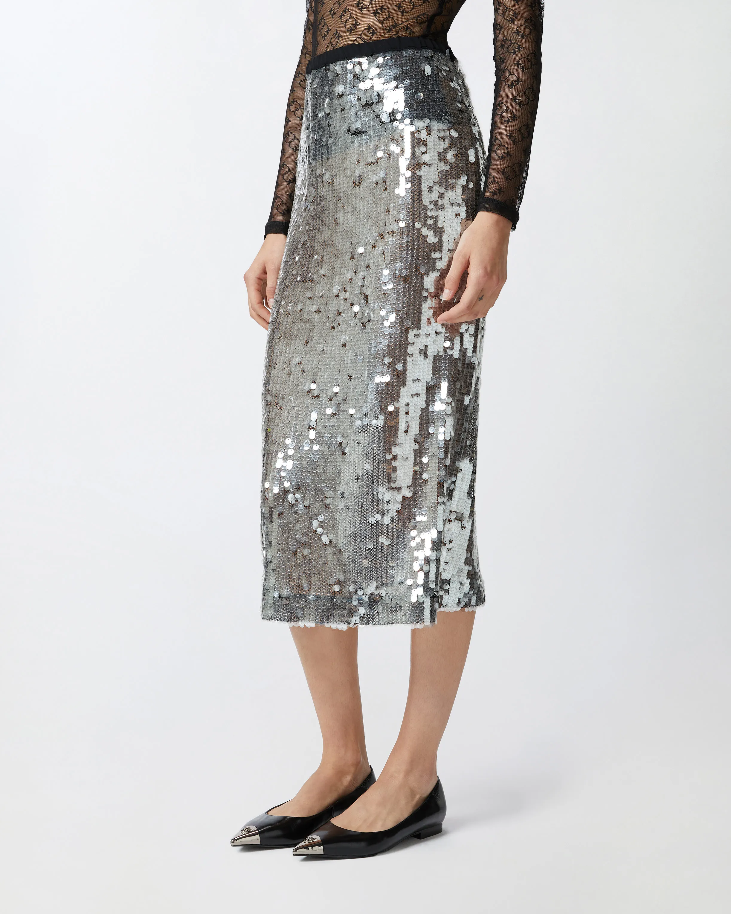  Gonna a matita in rete paillettes    