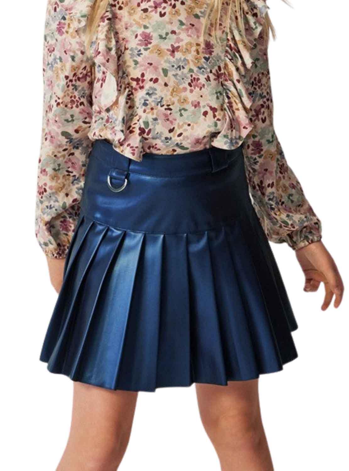 Gonna Mayoral Similpelle Blu per Bambina