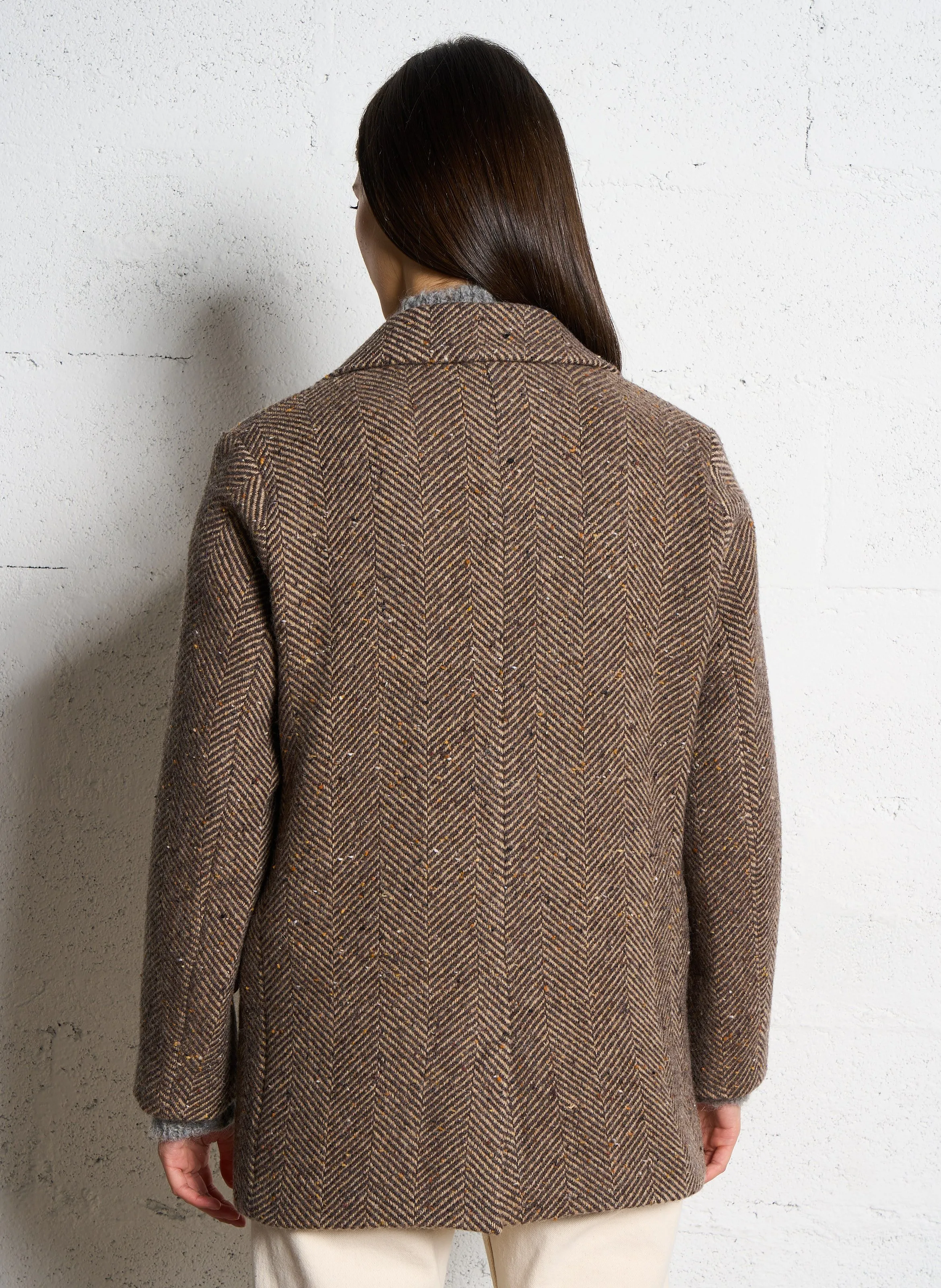  HARTFORD   VITTORIO - Giacca diritta jacquard in misto lana | Marrone