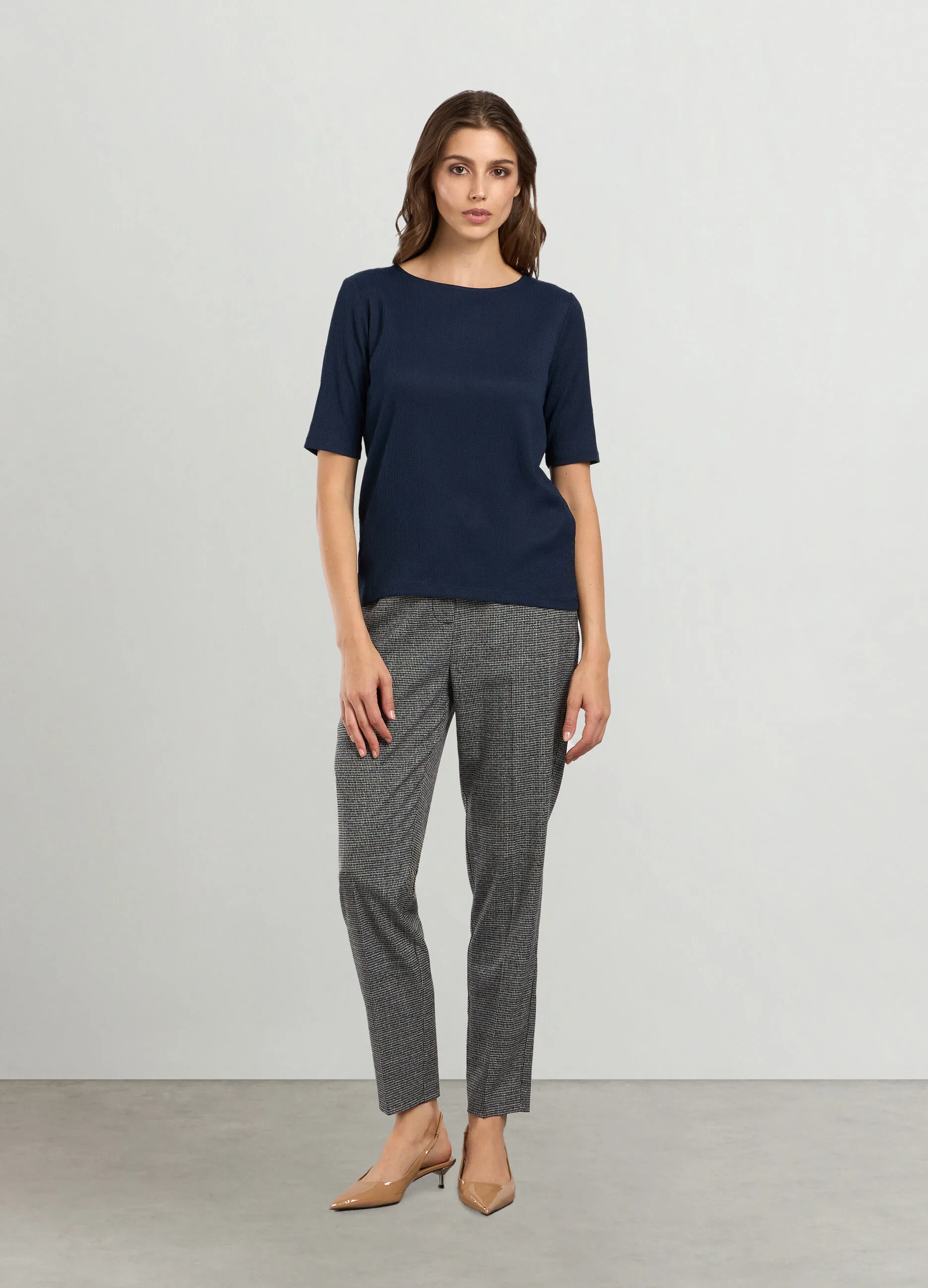 IWIE  Pantaloni micro quadri in misto viscosa donna