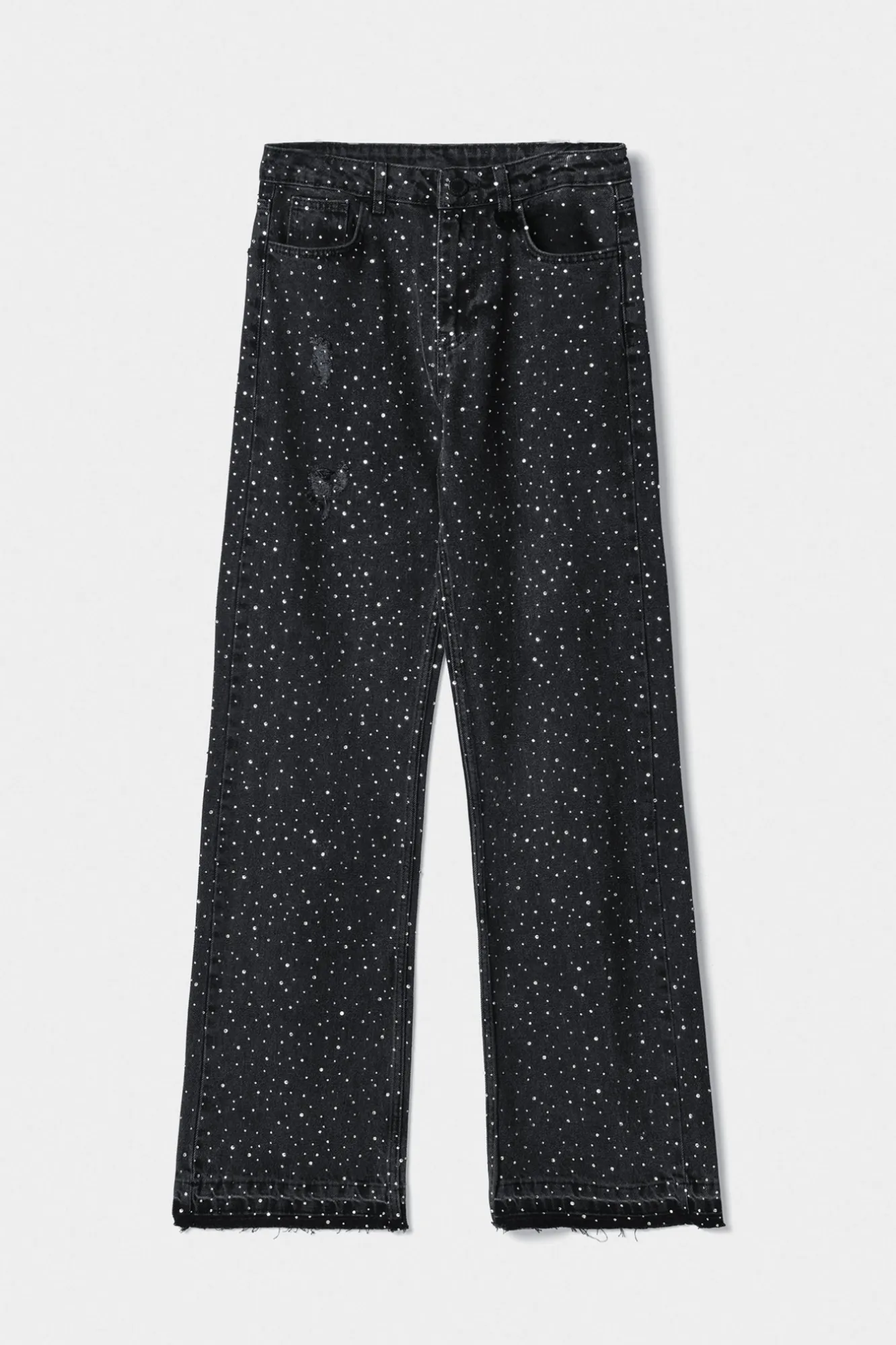 Jeans Dritto Wide Leg Denim Nero - Gaëlle Paris