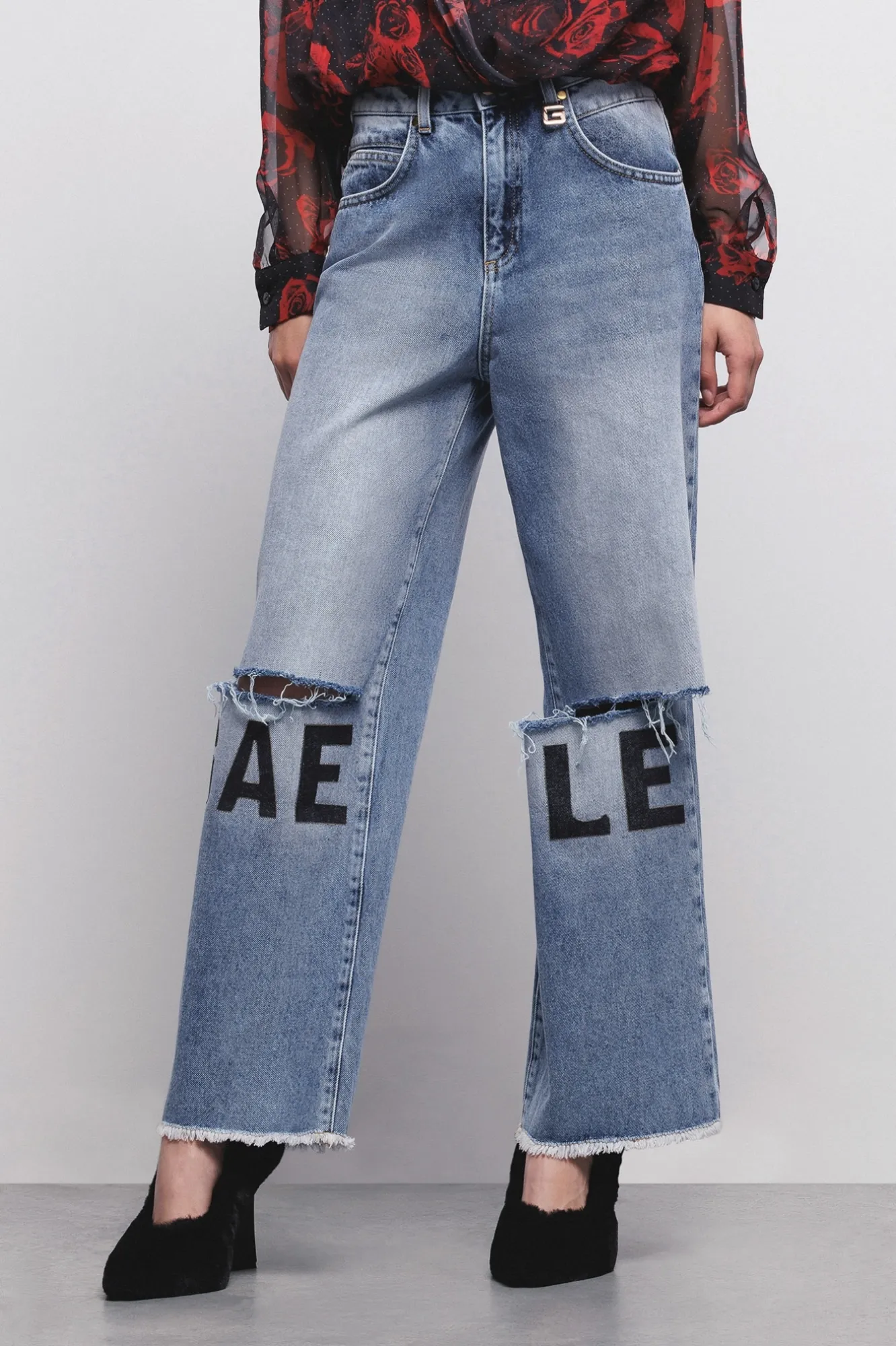 Jeans Straight Denim Blu - Gaëlle Paris
