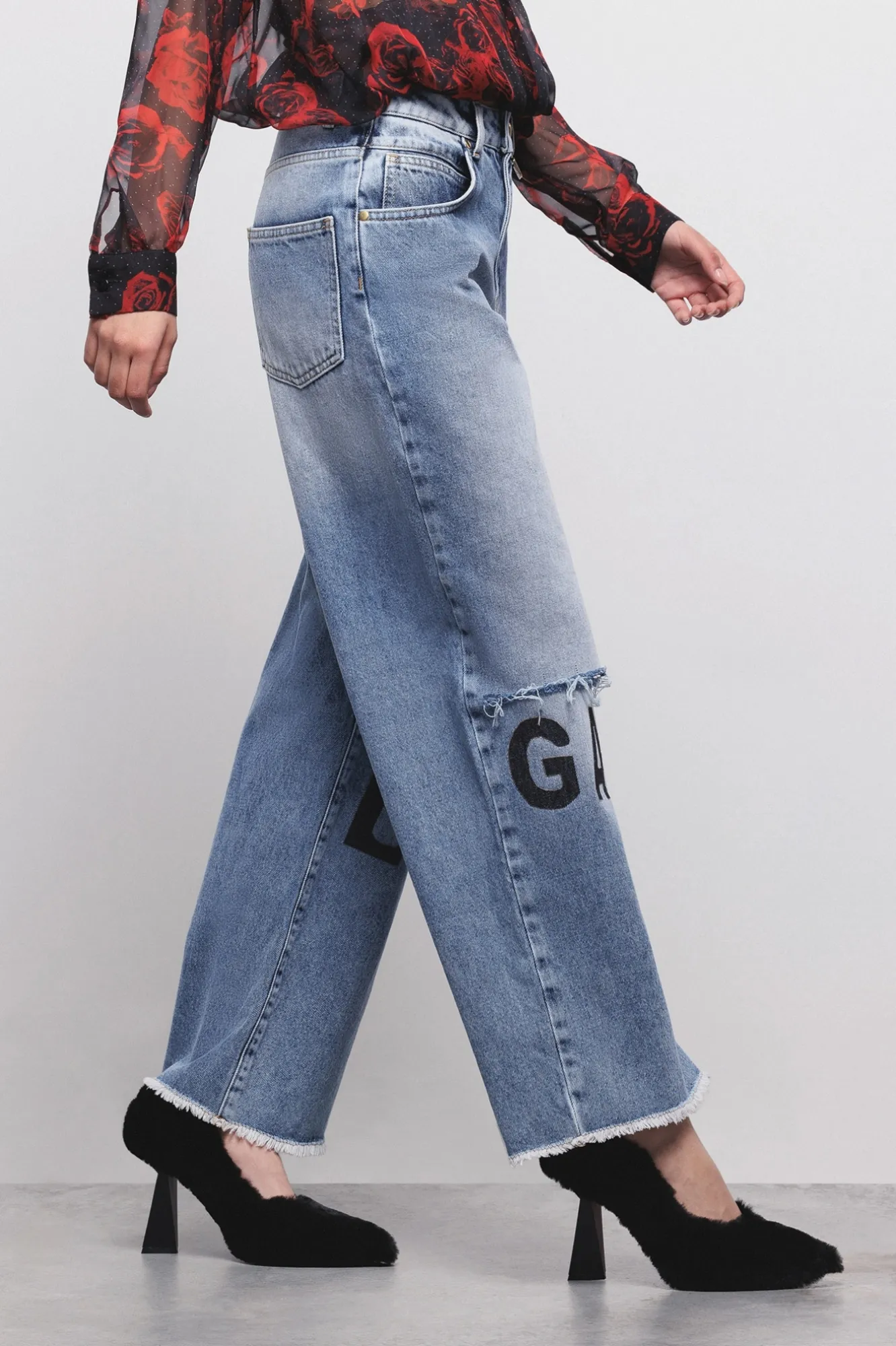 Jeans Straight Denim Blu - Gaëlle Paris