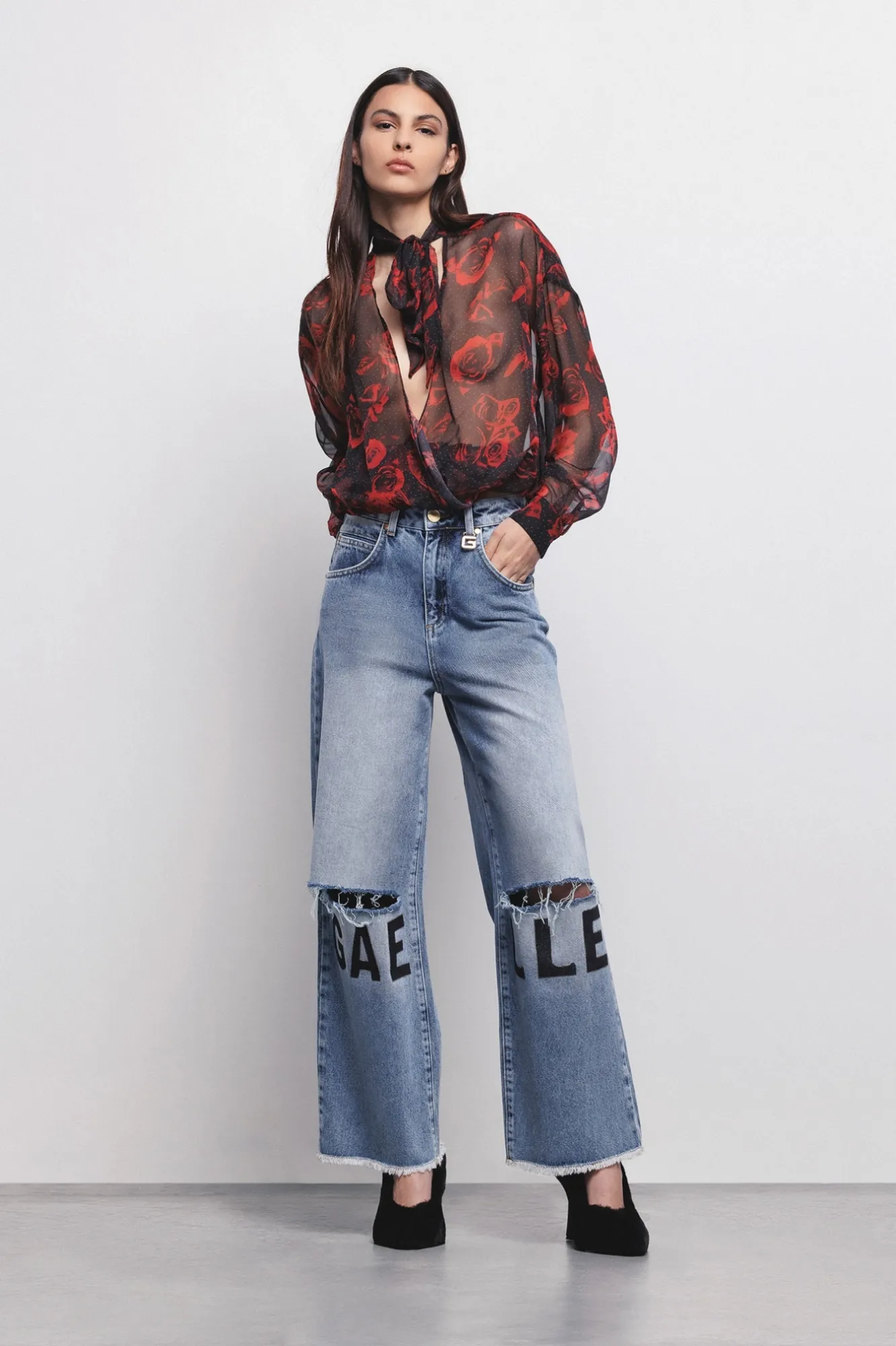 Jeans Straight Denim Blu - Gaëlle Paris