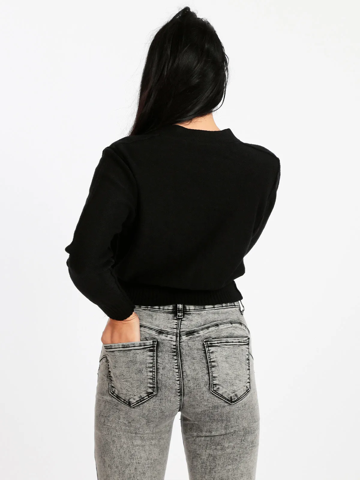Jelisjelis Cardigan femme en maille avec boutons