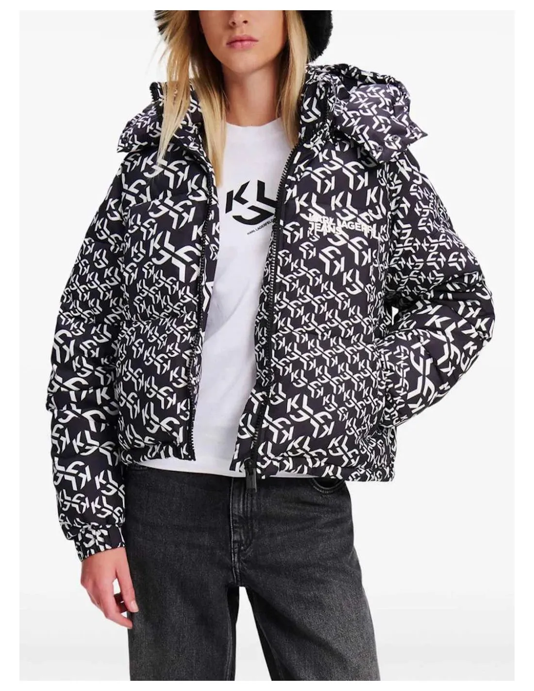KARL LAGERFELD JEANS GIUBBINO DONNA MONOGRAM PUFFE