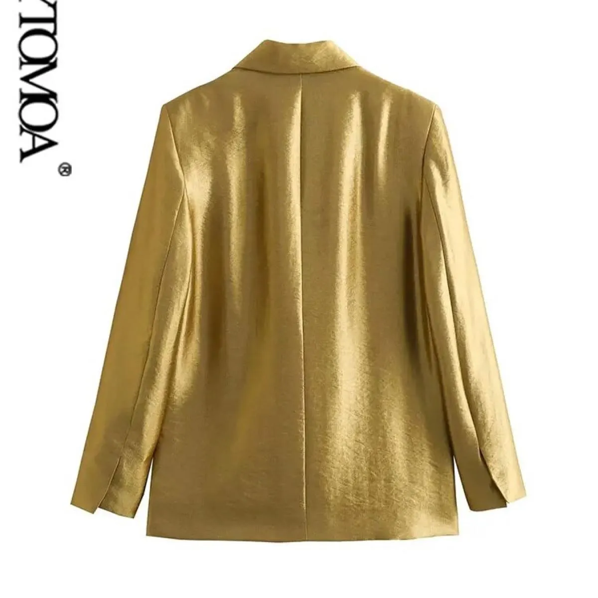 Kpytomoa Blazer dorato dalla vestibilità dritta da donna, Cappotto a maniche lunghe, Bottone frontale, Capispalla femminile, Top