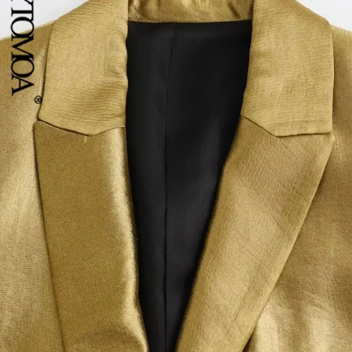 Kpytomoa Blazer dorato dalla vestibilità dritta da donna, Cappotto a maniche lunghe, Bottone frontale, Capispalla femminile, Top