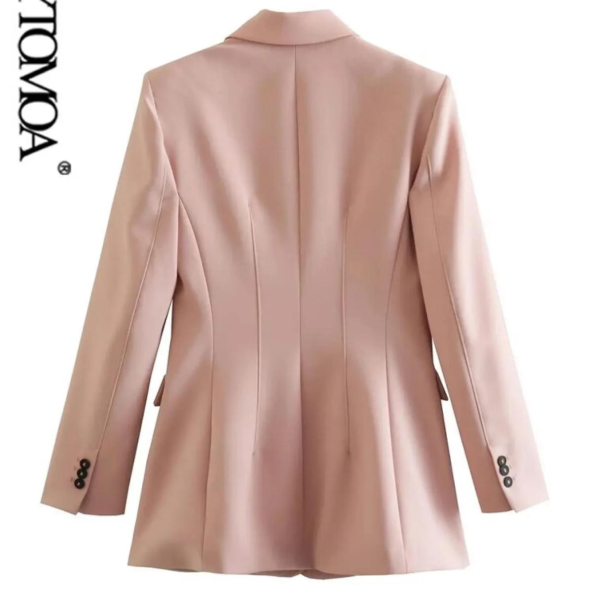 Kpytomoa Donna Moda Bottone frontale Abbigliamento da ufficio Blazer Cappotto Vintage Manica lunga Tasche con patta Capispalla f