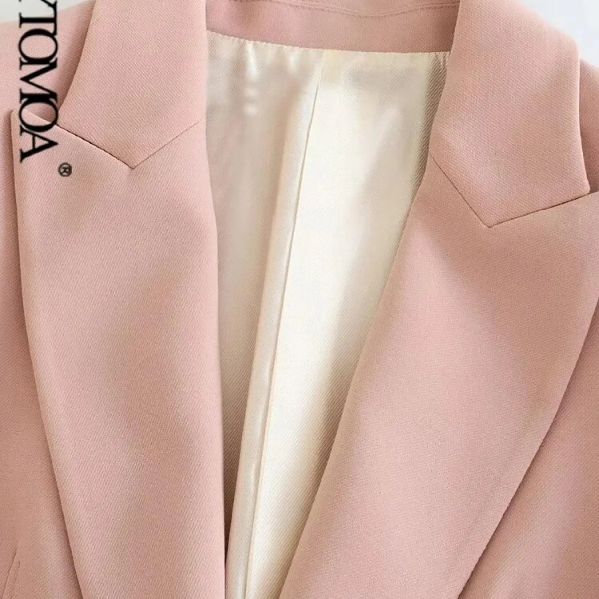 Kpytomoa Donna Moda Bottone frontale Abbigliamento da ufficio Blazer Cappotto Vintage Manica lunga Tasche con patta Capispalla f