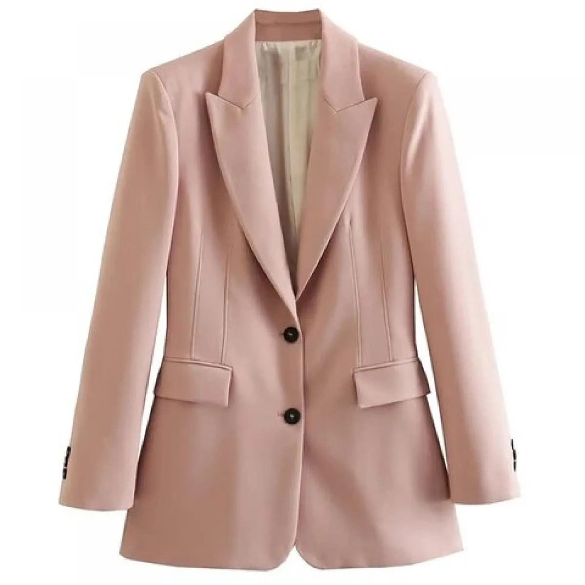 Kpytomoa Donna Moda Bottone frontale Abbigliamento da ufficio Blazer Cappotto Vintage Manica lunga Tasche con patta Capispalla f