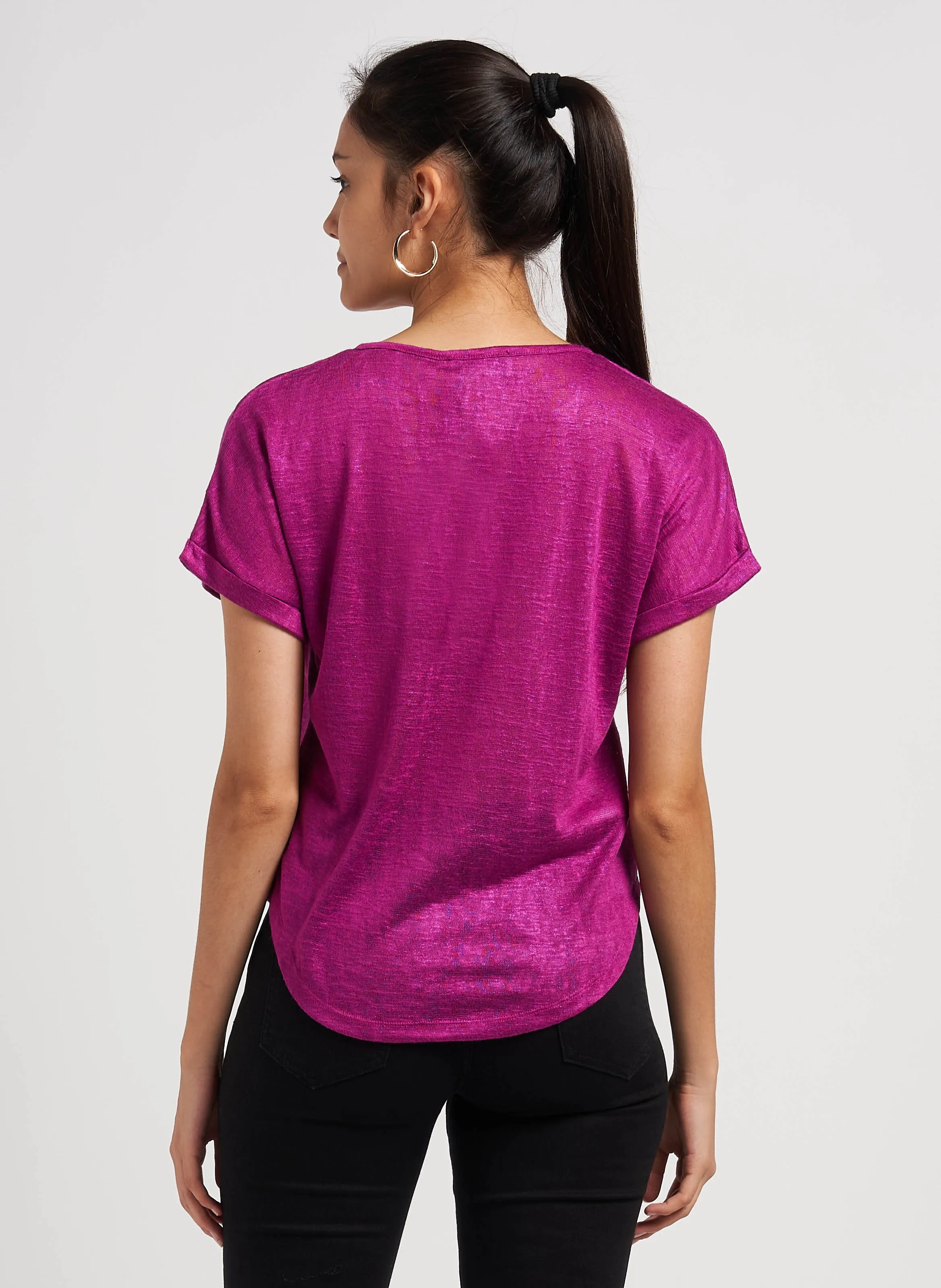 LE TEMPS DES CERISES   BIBOU - T-shirt collo serafino con strass | Rosa