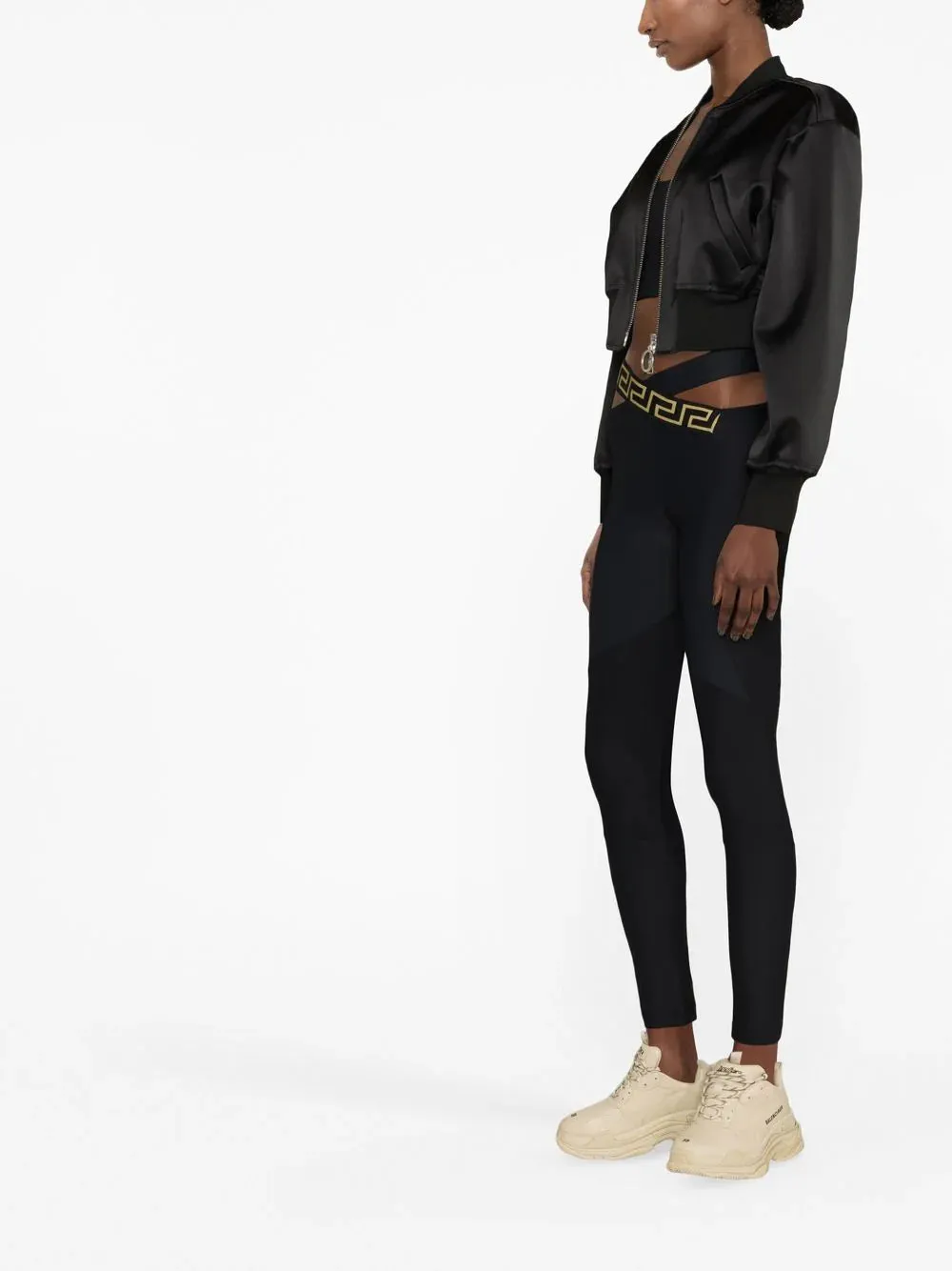 Leggings con bordo Greca