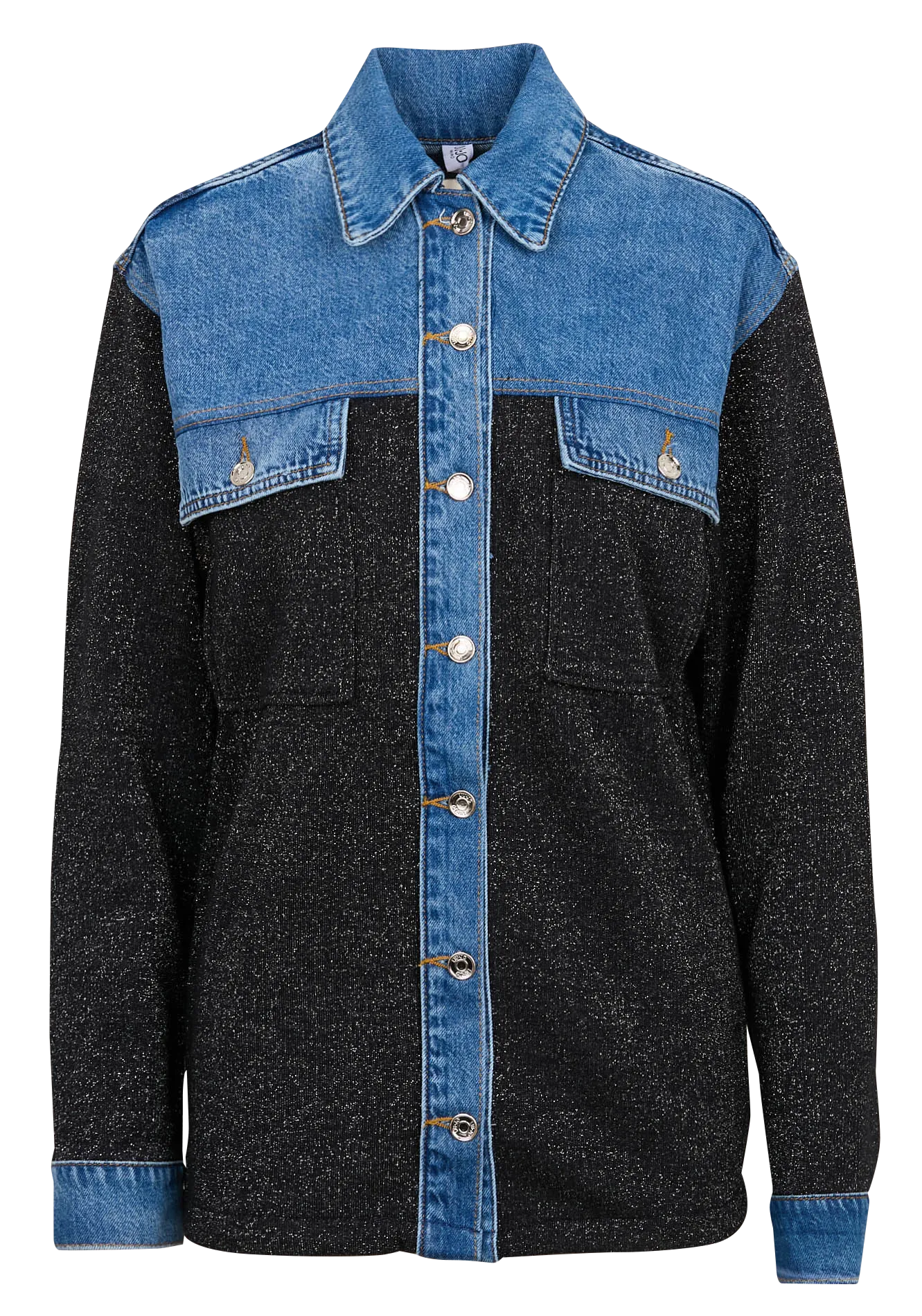  LIU JO   Camicia sovrapposta bimateriale in misto cotone | Blu
