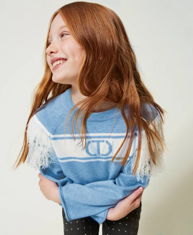 Maglia con Oval T jacquard e frange