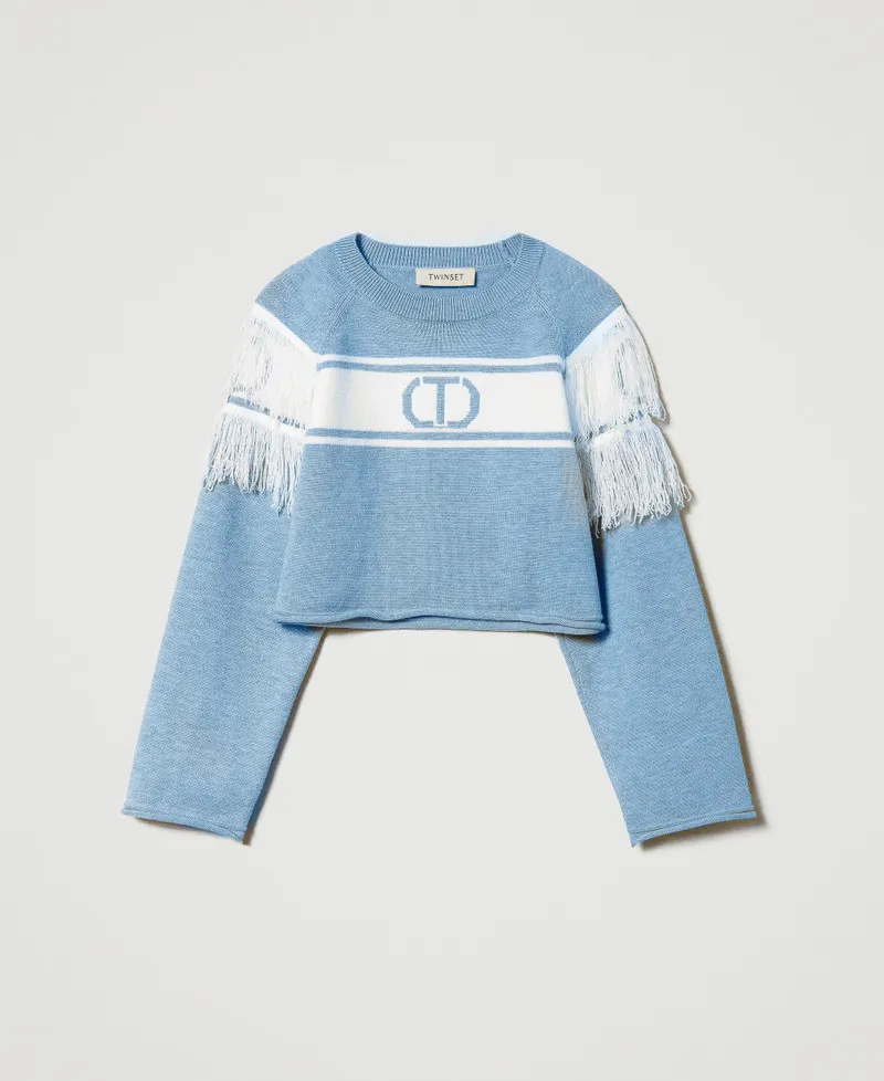 Maglia con Oval T jacquard e frange