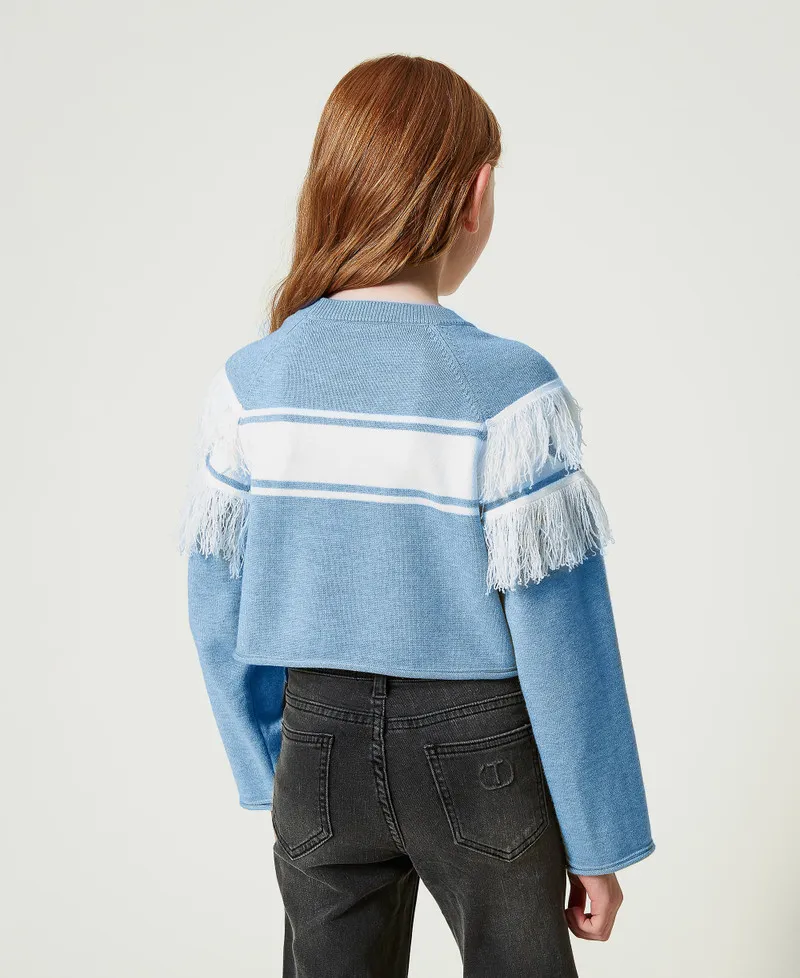 Maglia con Oval T jacquard e frange