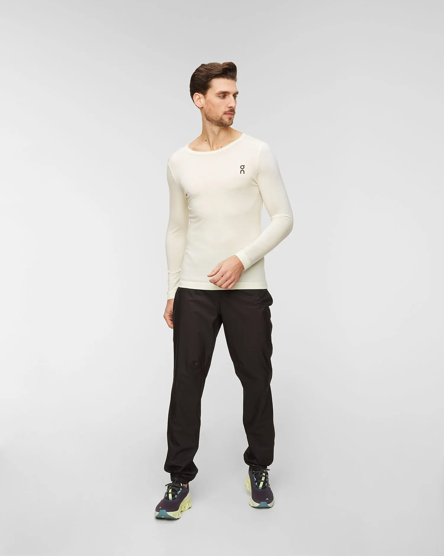 Maglietta a maniche lunghe da uomo On Running Merino Long-T 19301089-undyed-white