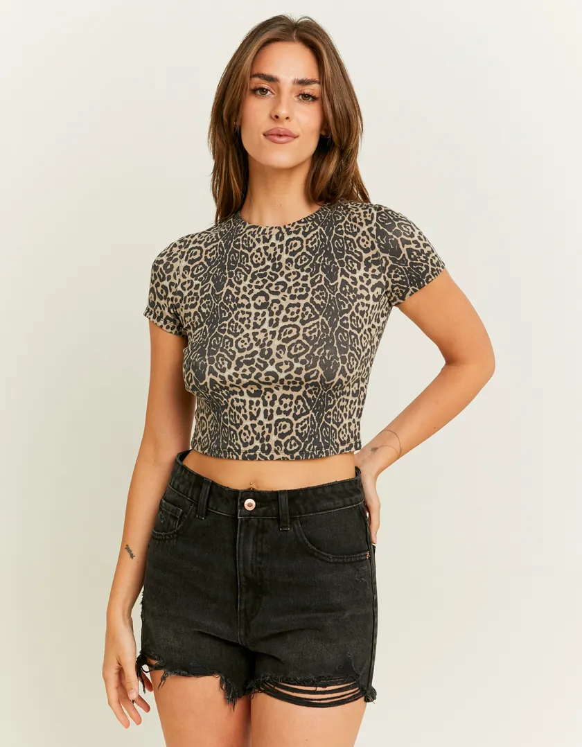 Maglietta Corta Stampa Animalier Leo  