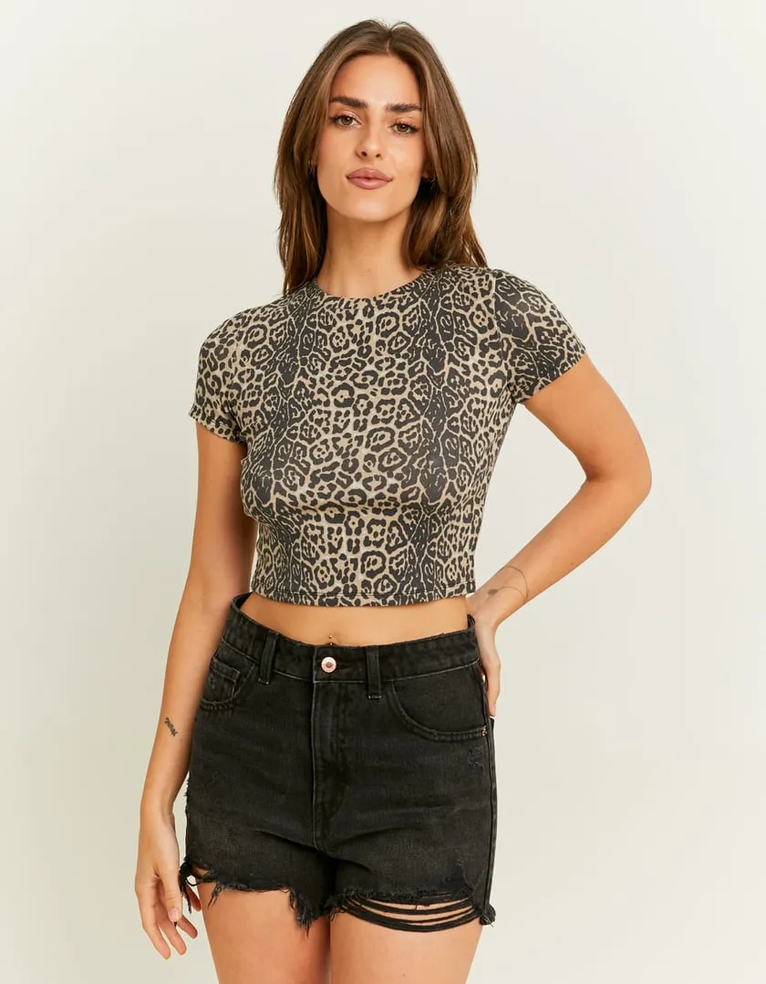 Maglietta Corta Stampa Animalier Leo  