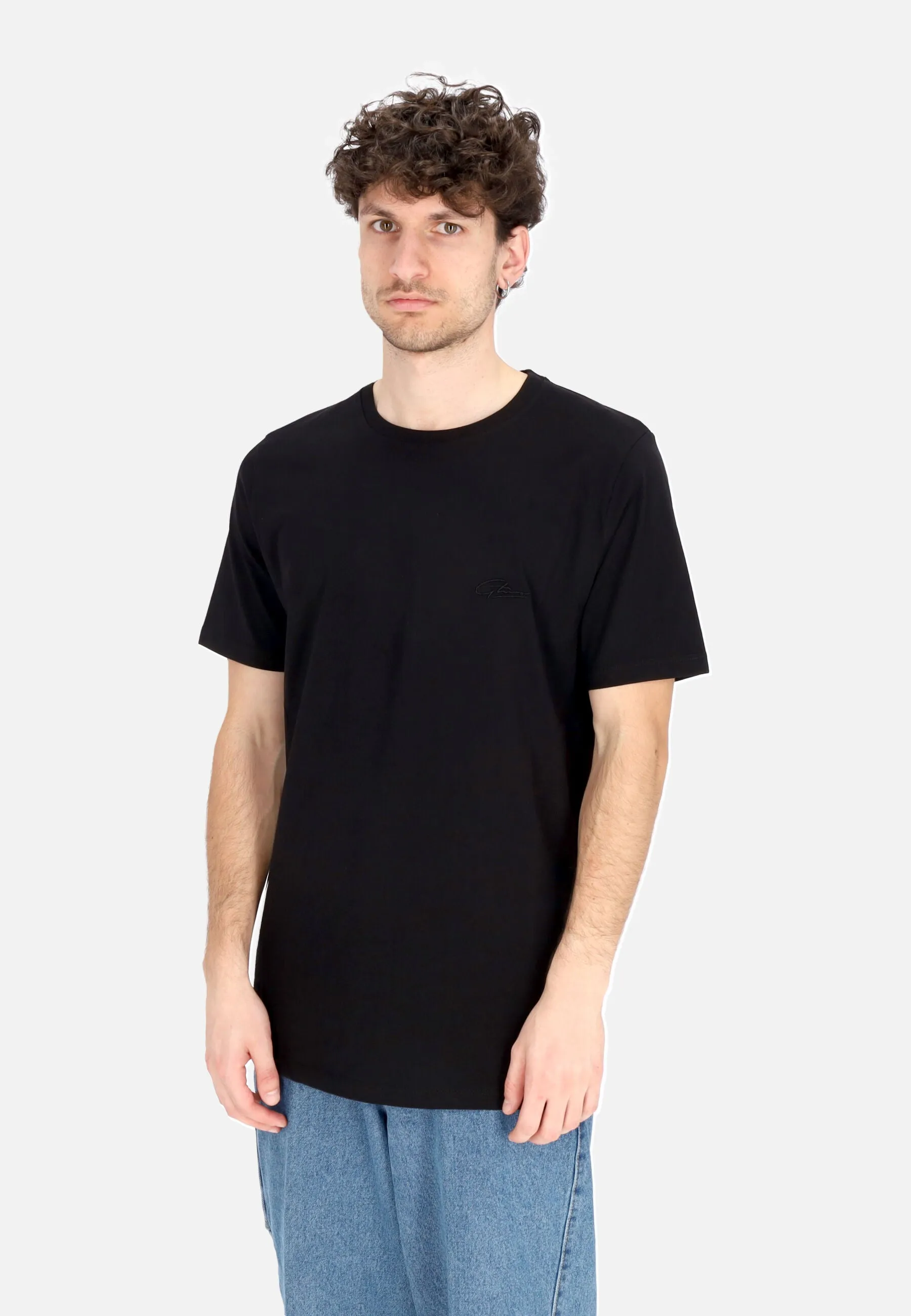 Maglietta Uomo Embroidered Logo Tee Black