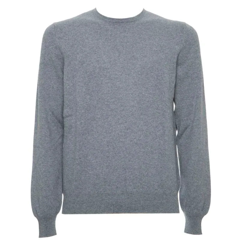Maglione girocollo grigio in cashmere 