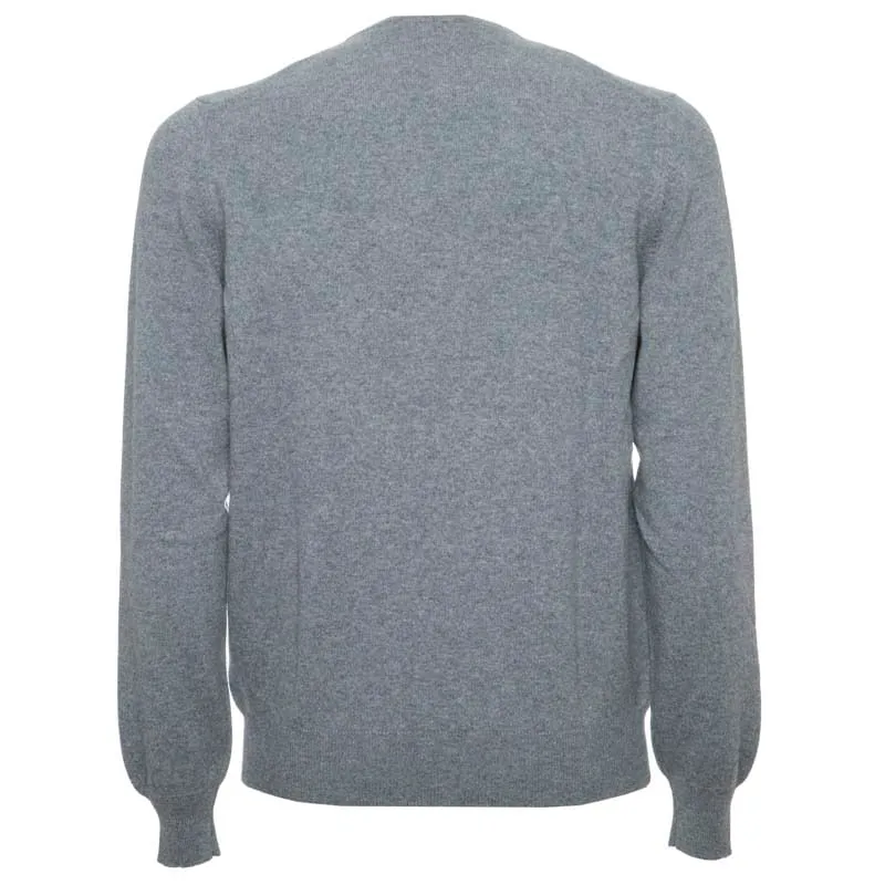 Maglione girocollo grigio in cashmere 