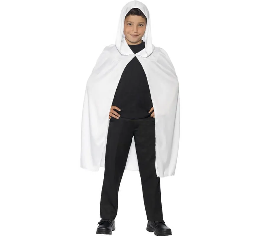 Mantello bianco con cappuccio per bambini