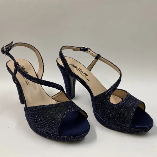 MELLUSO J594B SANDALO ELEGANTE IN TESSUTO BLU'